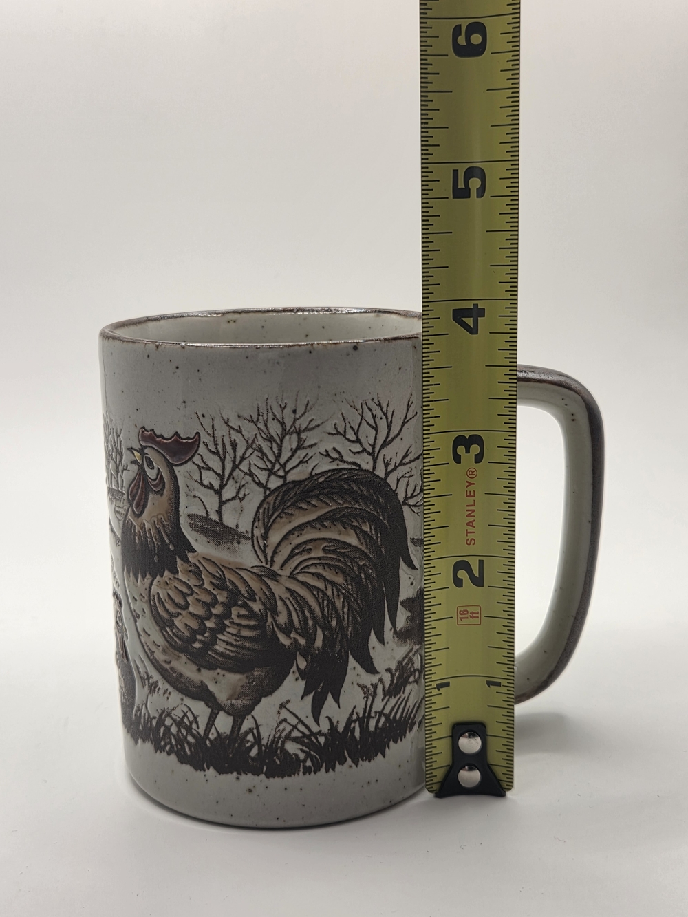 Vintage Otagiri Japan Rooster & Hen Stoneware Mug Speckled Brown Farmhouse Decor - Picture 6 of 7